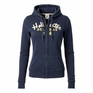 VTG Y2K Hollister Women Small Navy Blue Del Mar 22 Zip Up Hoodie Bella Swan Core